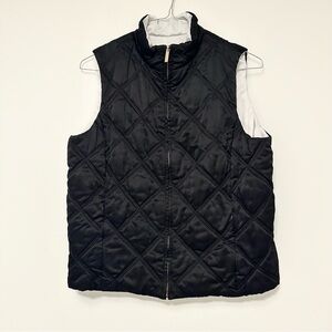 Jones New York Signature Black Quilted Vest Reversible Women's size Large B&W